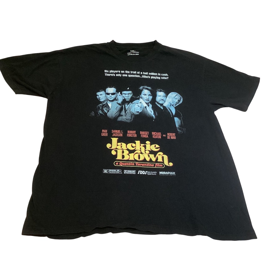 Jackie Brown Movie Poster Graphic T-Shirt Black XL Quentin Tarantino Film Tee